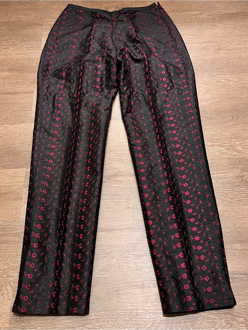 Karen Kane 100% Silk Floral Embroidered Dress Pants